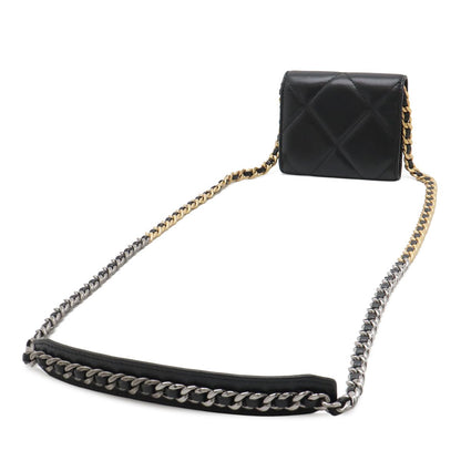 Chanel 19 Quilted CC Logo Chain Coin Purse Strap Lambskin Leather Black — view 2