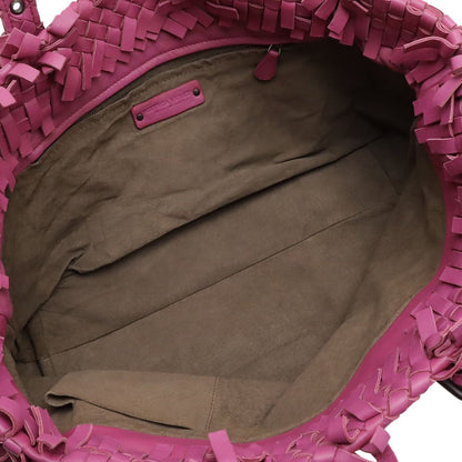 Bottega Veneta Intrecciato Fringe Tote Shoulder Bag Leather Purple Pink — view 6
