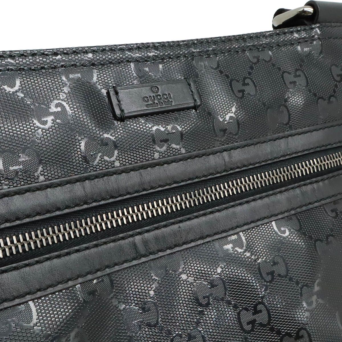 Gucci GG Supreme Shoulder Bag Crossbody Leather Black Silver — view 8