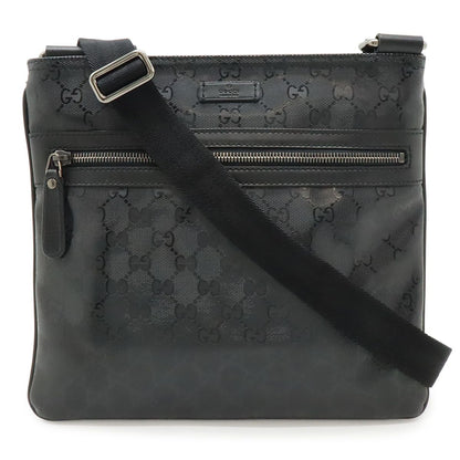 Gucci GG Supreme Shoulder Bag Crossbody Leather Black Silver