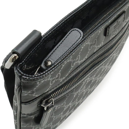 Gucci GG Supreme Shoulder Bag Crossbody Leather Black Silver — view 6