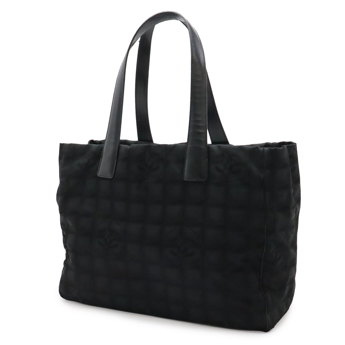Chanel New Travel Line Tote MM Shoulder Bag Nylon Jacquard Lame Black — view 2
