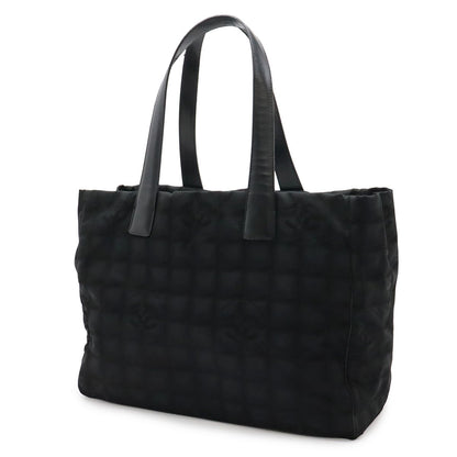 Chanel New Travel Line Tote MM Shoulder Bag Nylon Jacquard Lame Black — view 2