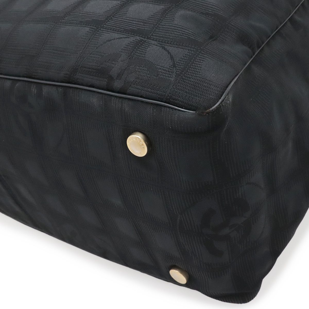 Chanel New Travel Line Tote MM Shoulder Bag Nylon Jacquard Lame Black — view 3