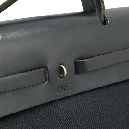 Hermes Herbag MM 2-Way Shoulder Bag Toile Officier Leather Black Silver — view 6