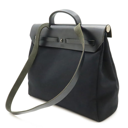 Hermes Herbag MM 2-Way Shoulder Bag Toile Officier Leather Black Silver — view 2