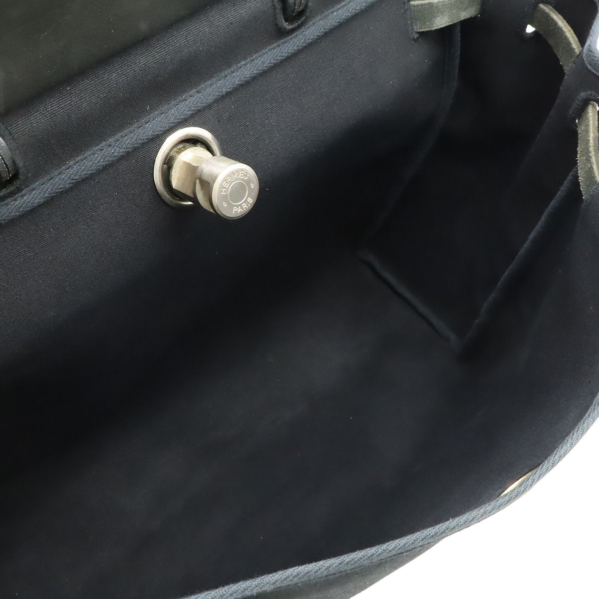 Hermes Herbag MM 2-Way Shoulder Bag Toile Officier Leather Black Silver — view 8