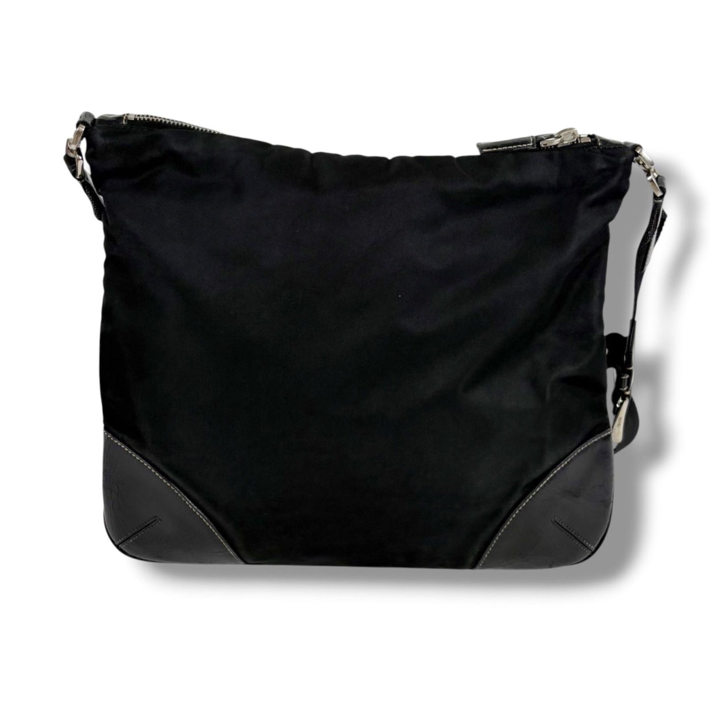Prada Triangle Logo Shoulder Bag Cross Black Nero Tessuto — view 3
