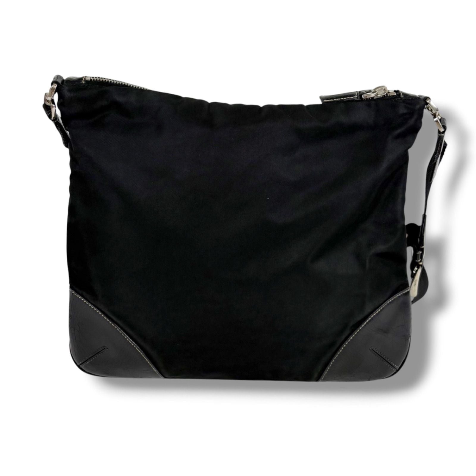 Prada Triangle Logo Shoulder Bag Cross Black Nero Tessuto — view 3