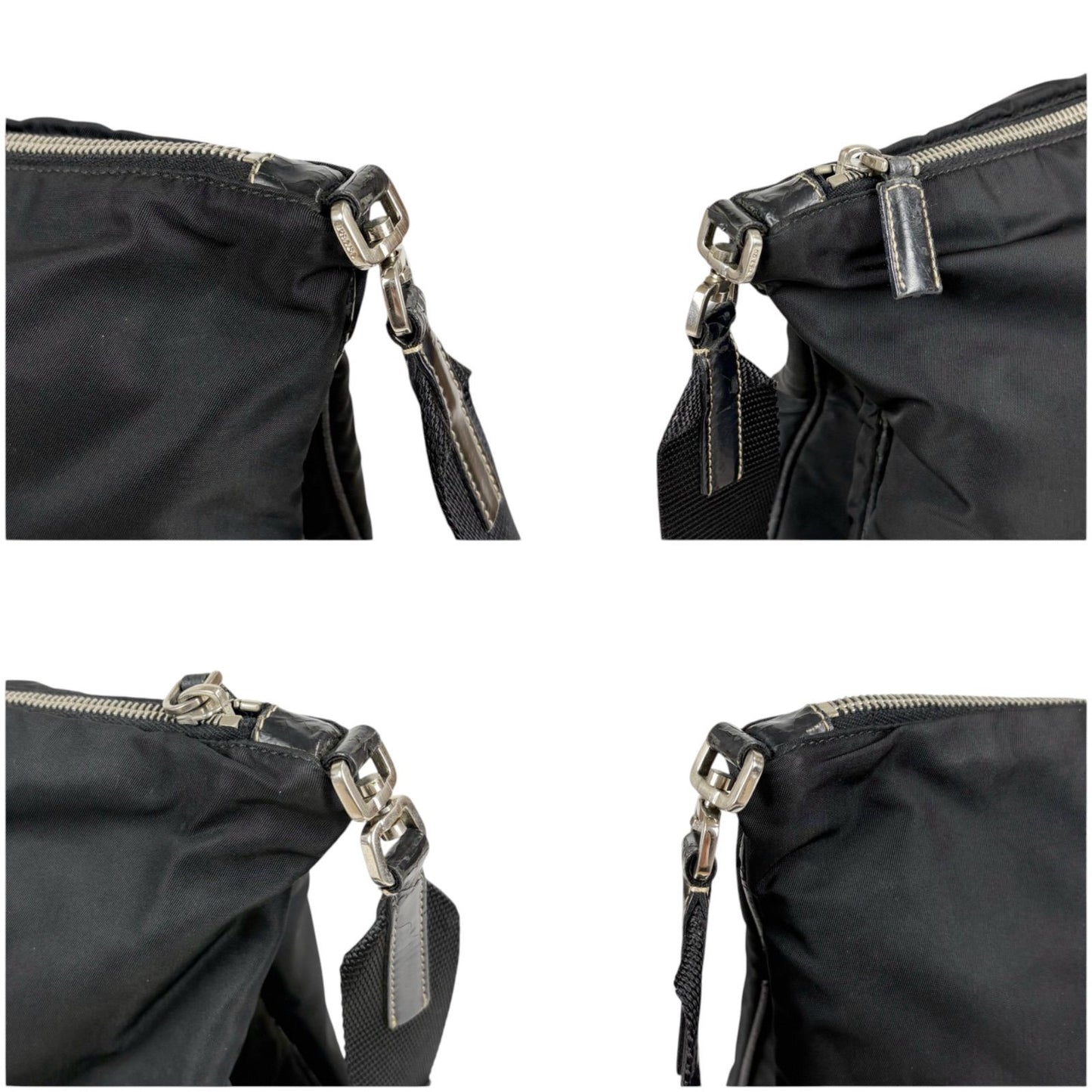 Prada Triangle Logo Shoulder Bag Cross Black Nero Tessuto — view 5