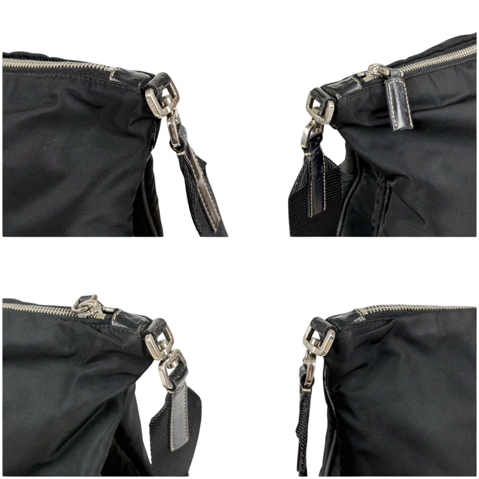 Prada Triangle Logo Shoulder Bag Cross Black Nero Tessuto — view 5