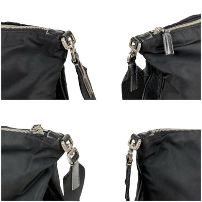 Prada Triangle Logo Shoulder Bag Cross Black Nero Tessuto — view 5