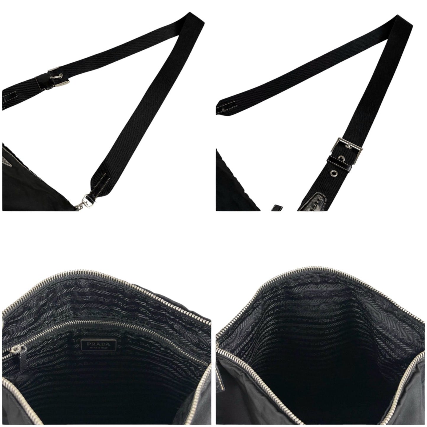 Prada Triangle Logo Shoulder Bag Cross Black Nero Tessuto — view 7