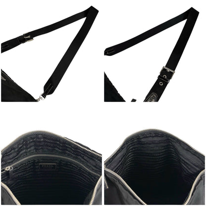 Prada Triangle Logo Shoulder Bag Cross Black Nero Tessuto — view 7