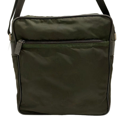 Prada Shoulder Bag Dark Green Black Leather — view 3