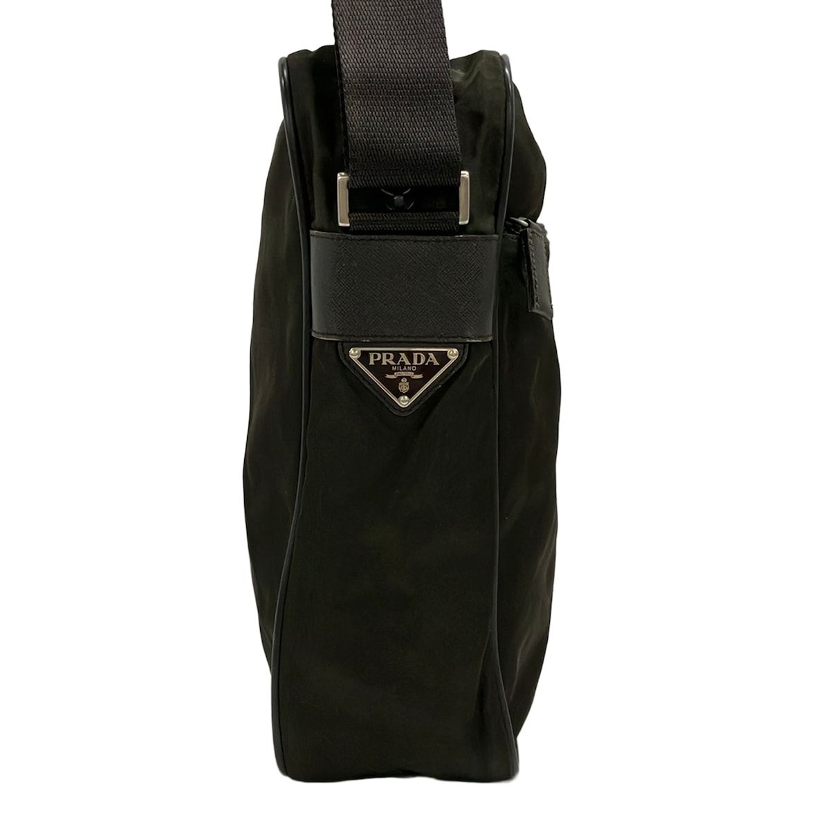 Prada Shoulder Bag Dark Green Black Leather — view 4