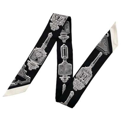 Hermes Silk Scarf Merveilleuses Lanterns 17 Black White Lanternes