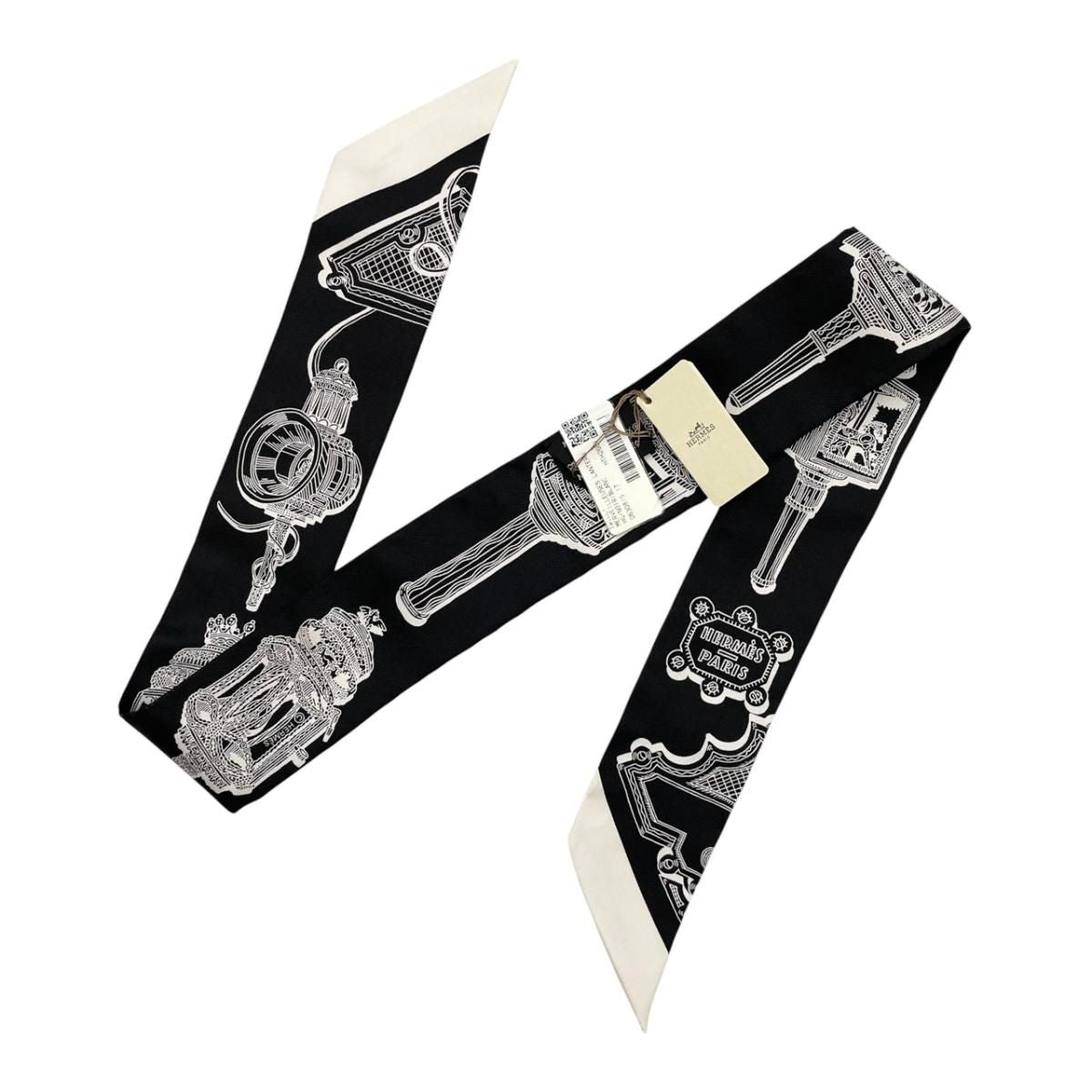 Hermes Silk Scarf Merveilleuses Lanterns 17 Black White Lanternes — view 2