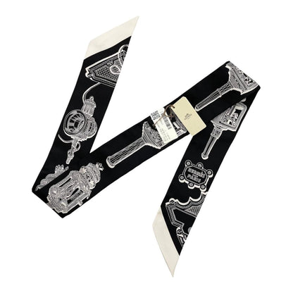 Hermes Silk Scarf Merveilleuses Lanterns 17 Black White Lanternes — view 2