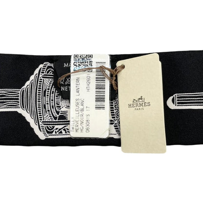 Hermes Silk Scarf Merveilleuses Lanterns 17 Black White Lanternes — view 6