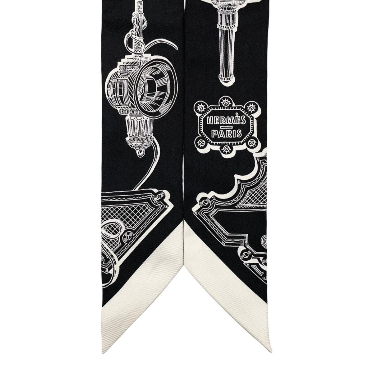 Hermes Silk Scarf Merveilleuses Lanterns 17 Black White Lanternes — view 3
