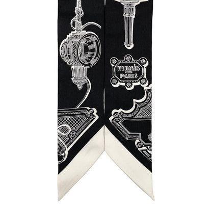 Hermes Silk Scarf Merveilleuses Lanterns 17 Black White Lanternes — view 3