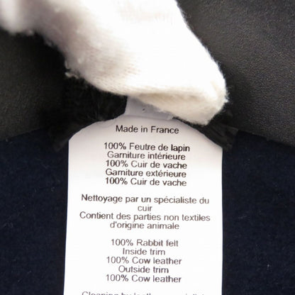 Hermes Rabbit Felt Leather Navy Hat — view 5
