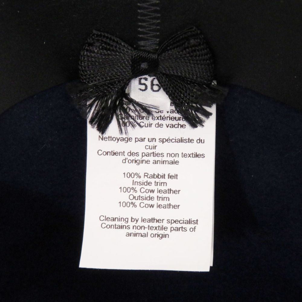 Hermes Rabbit Felt Leather Navy Hat — view 4