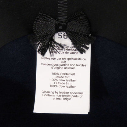 Hermes Rabbit Felt Leather Navy Hat — view 4