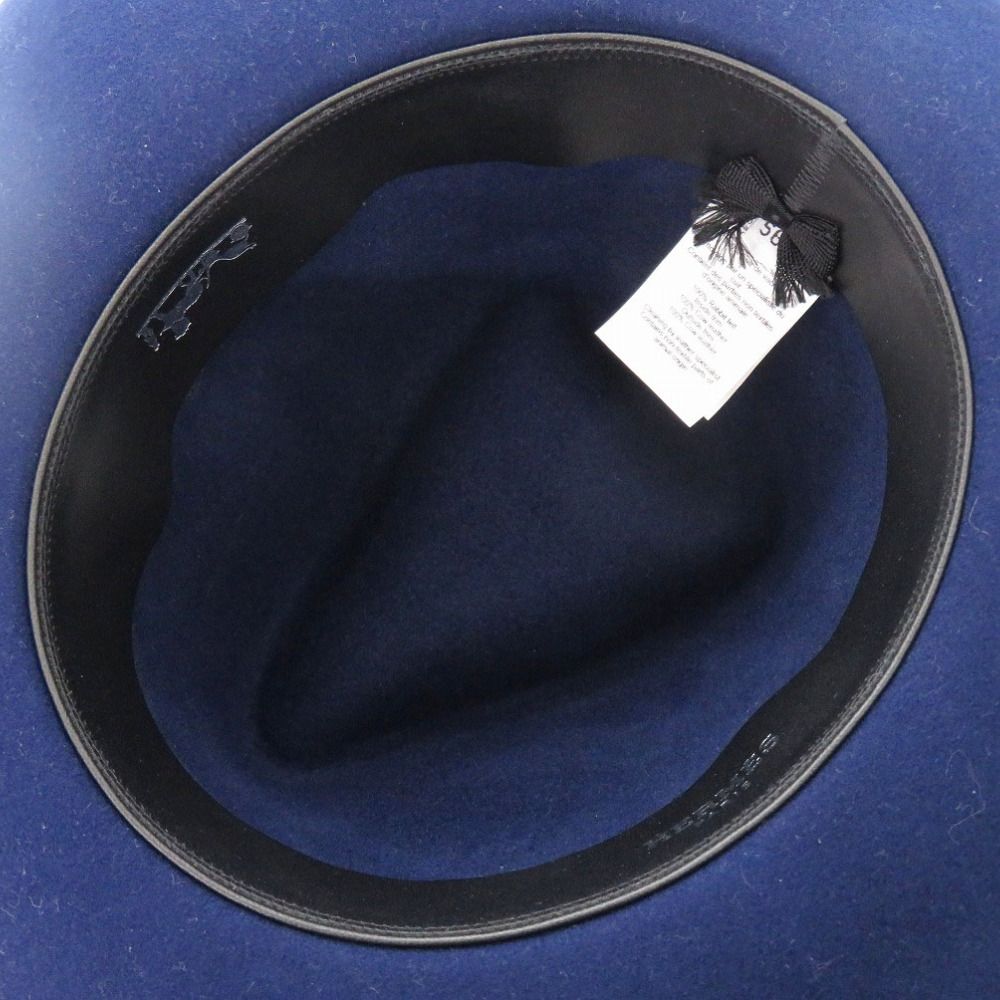 Hermes Rabbit Felt Leather Navy Hat — view 3