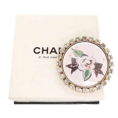 Chanel Camellia Drawing Metal Line Stone White Brooch — view 2
