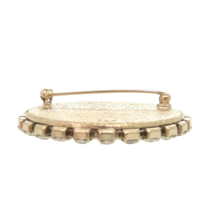 Chanel Camellia Drawing Metal Line Stone White Brooch — view 4