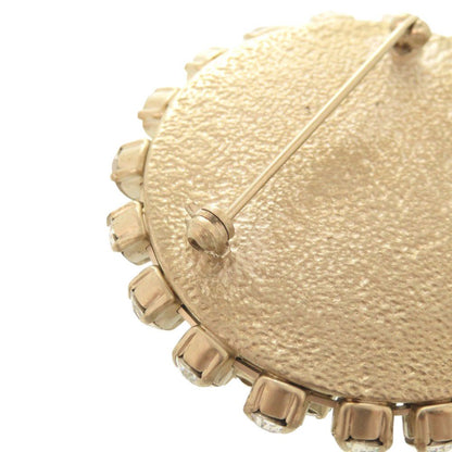 Chanel Cross Motif Metal Line Stone Black Brooch — view 6