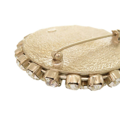 Chanel Cross Motif Metal Line Stone Black Brooch — view 7
