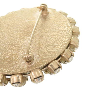 Chanel Cross Motif Metal Line Stone Black Brooch — view 8