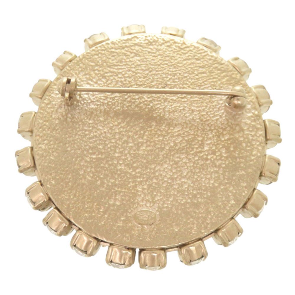 Chanel Cross Motif Metal Line Stone Black Brooch — view 3