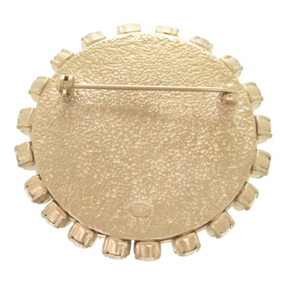 Chanel Cross Motif Metal Line Stone Black Brooch — view 3