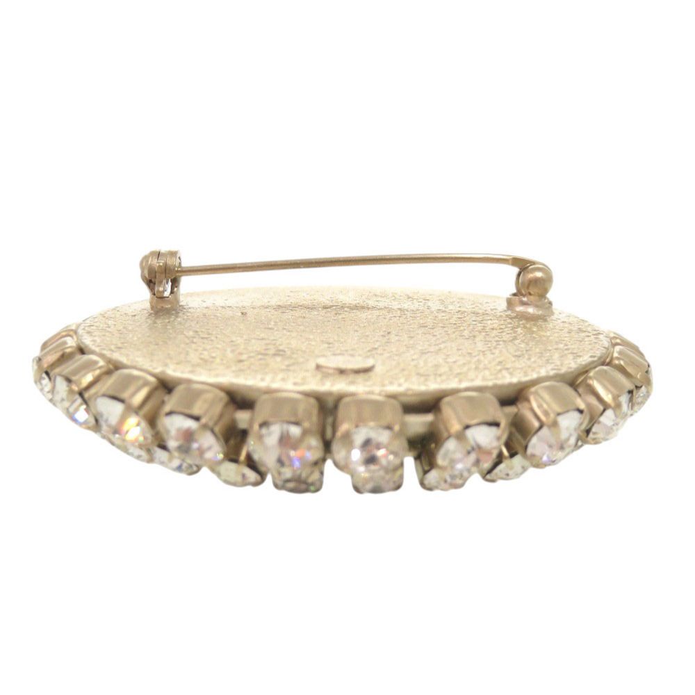 Chanel Cross Motif Metal Line Stone Black Brooch — view 4