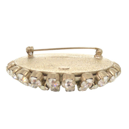 Chanel Cross Motif Metal Line Stone Black Brooch — view 4