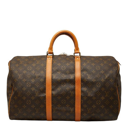 Louis Vuitton Monogram Keepall 50 Boston Bag Brown Leather