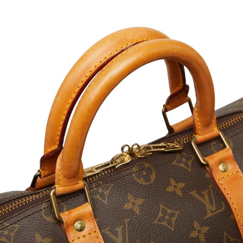Louis Vuitton Monogram Keepall 50 Boston Bag Brown Leather — view 8