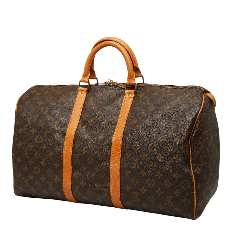 Louis Vuitton Monogram Keepall 50 Boston Bag Brown Leather — view 2