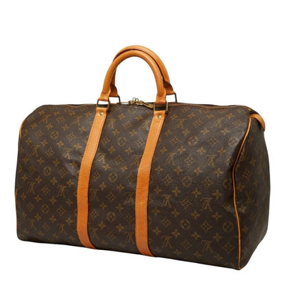 Louis Vuitton Monogram Keepall 50 Boston Bag Brown Leather — view 2