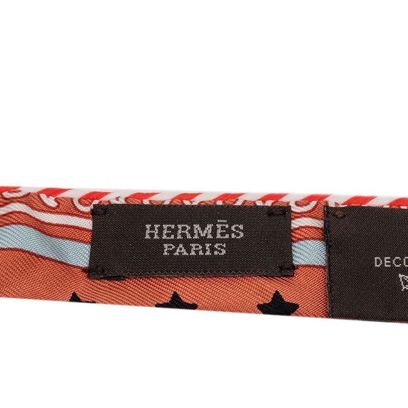 Hermes Tall Paris Station Scarf Orange Multicolor Silk — view 3