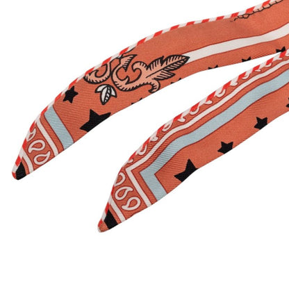 Hermes Tall Paris Station Scarf Orange Multicolor Silk — view 2