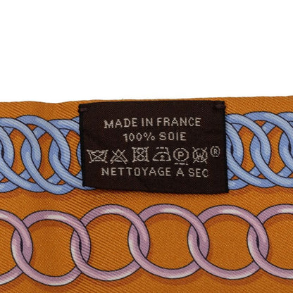 Hermes Twill Maillons Scarf Brown Beige Silk — view 4