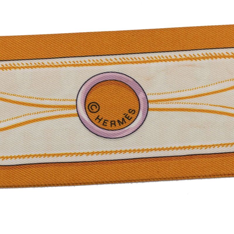 Hermes Twill Maillons Scarf Brown Beige Silk — view 3
