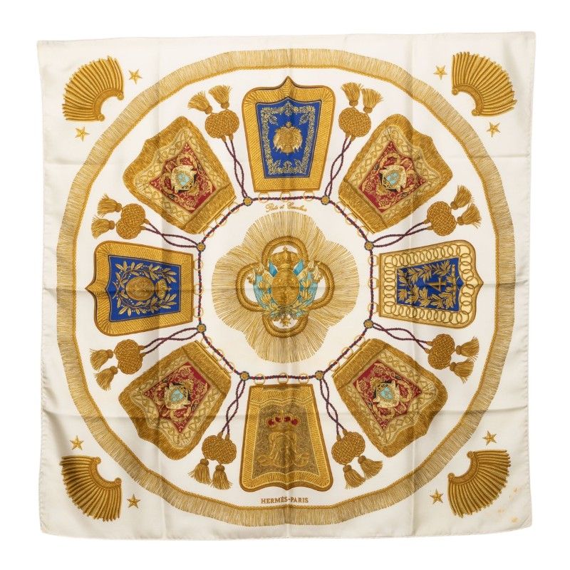 Hermes Carre 90 Poste Et Cavalerie Saber Decorative Bag Scarf Beige White