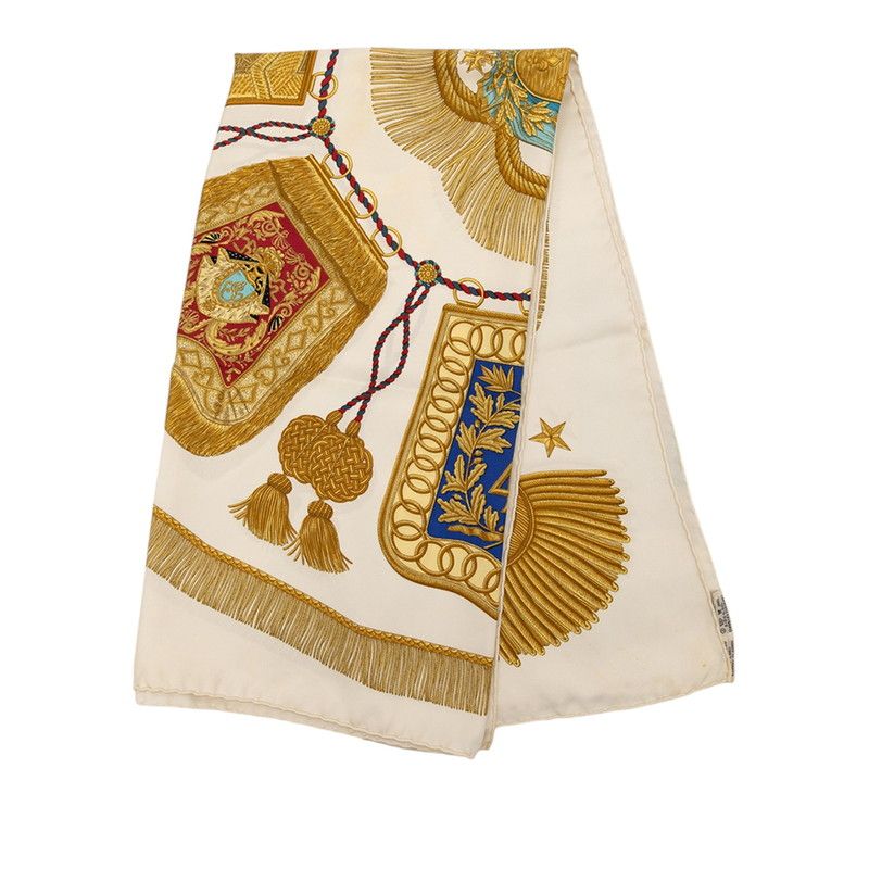 Hermes Carre 90 Poste Et Cavalerie Saber Decorative Bag Scarf Beige White — view 2