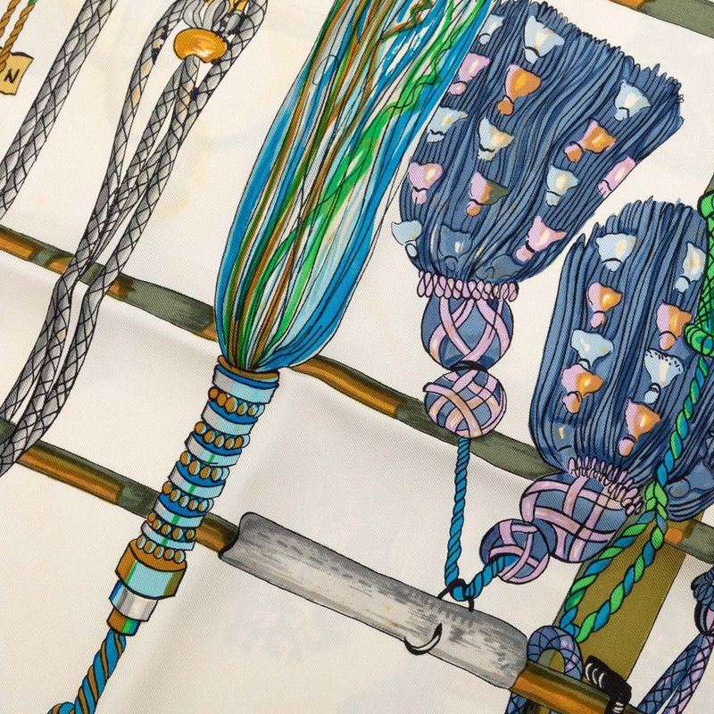 Hermes Carre 90 Pasementerie String Decoration Scarf Navy Multicolor Silk — view 5